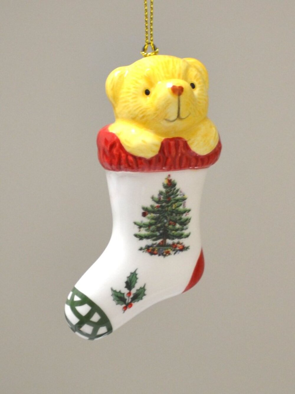 Spode Christmas Tree Ornament  Teddy Bear in Stocking